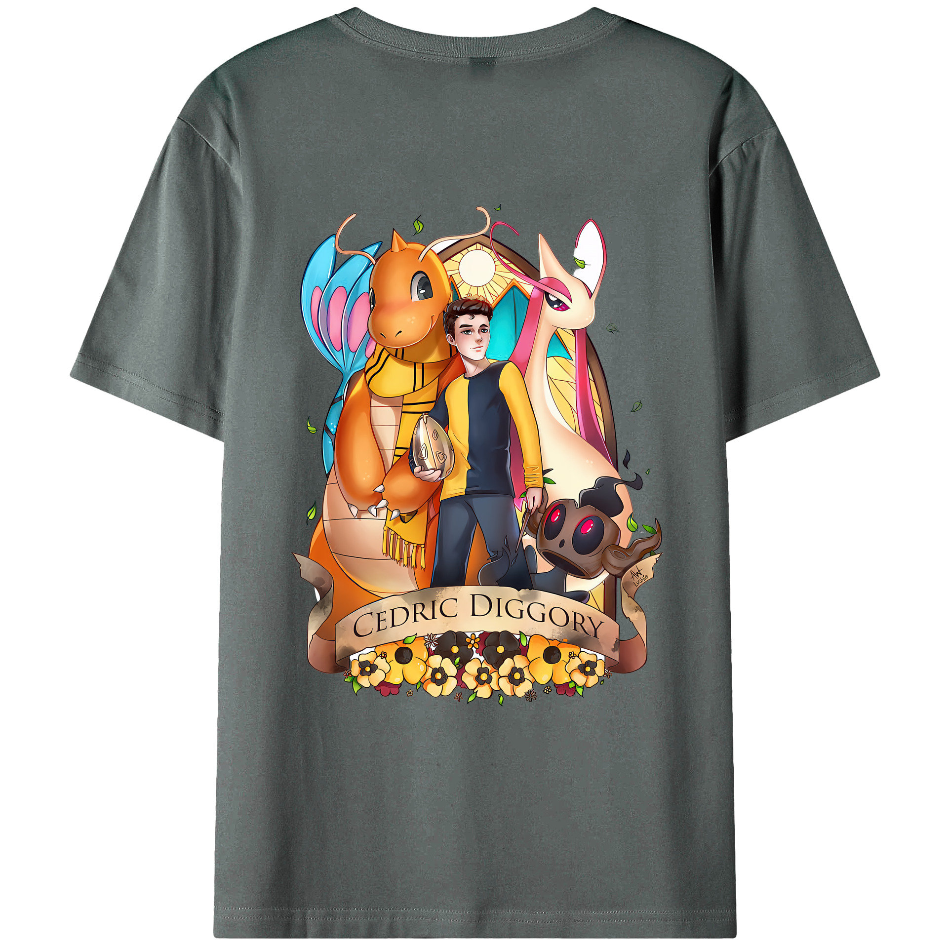 （画像用） Harry Potter ハリー・ポッターシリーズ 綿100％ メンズ半袖Tシャツ（バックプリント） 通気性